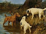 Arthur Wardle Three Terriers on the Scent painting